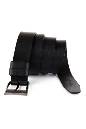 2 Adet Hakiki Deri Erkek Kemer 4 cm Siyah Kumaş ve Kot Uyumlu 
