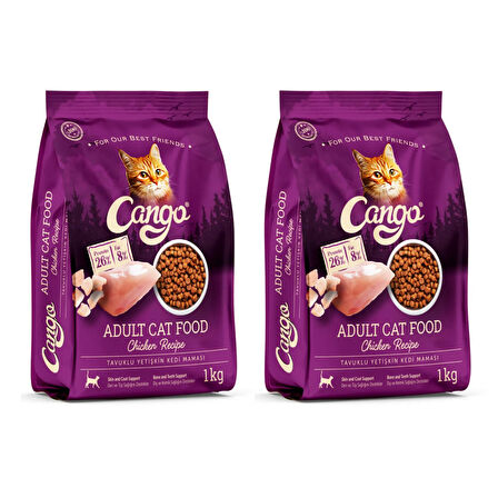 Cango Yetişkin Kedi Maması Tavuk Etli 1 kg 2 li