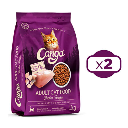 Cango Yetişkin Kedi Maması Tavuk Etli 1 kg 2 li