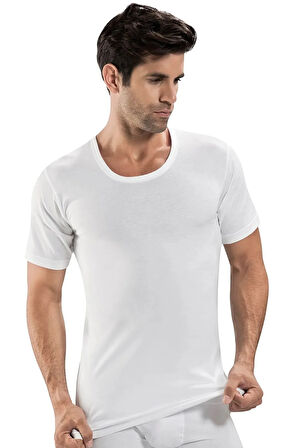 Has Altunkoza 12'li Paket Penye Erkek Bisiklet Yaka Atlet Beyaz 14204