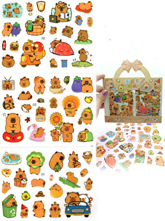 Capybara Sticker Şeffaf Stiker Kapibara Çanta Şeklinde Çıkartma- Maceralı