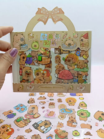 Capybara Sticker Şeffaf Stiker Kapibara Çanta Şeklinde Çıkartma- Maceralı