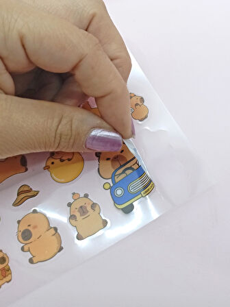 Capybara Sticker Şeffaf Stiker Kapibara Çanta Şeklinde Çıkartma- Maceralı