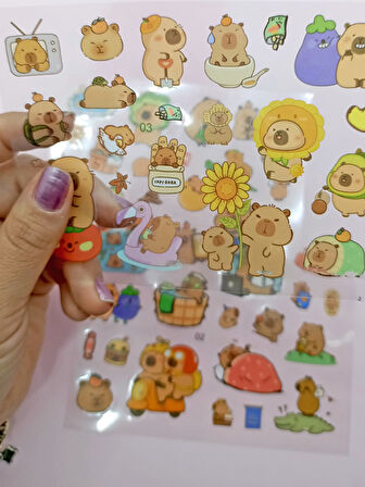 Capybara Sticker Şeffaf Stiker Kapibara Çanta Şeklinde Çıkartma- Maceralı
