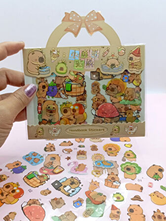 Capybara Sticker Şeffaf Stiker Kapibara Çanta Şeklinde Çıkartma- Komik