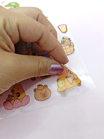 Capybara Sticker Şeffaf Stiker Kapibara Çanta Şeklinde Çıkartma- Komik