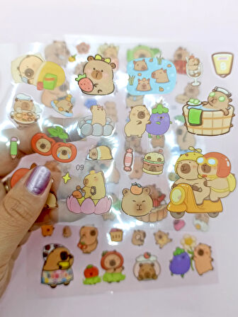 Capybara Sticker Şeffaf Stiker Kapibara Çanta Şeklinde Çıkartma- Komik