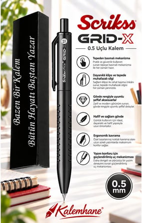 Kalemhane Scrikss Grid-X 0.5  Uçlu Kalem Siyah,Kişiye Özel Karton Kutulu 