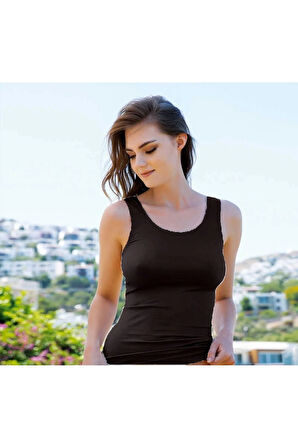 Siyah Kalın Askılı Basic Atlet