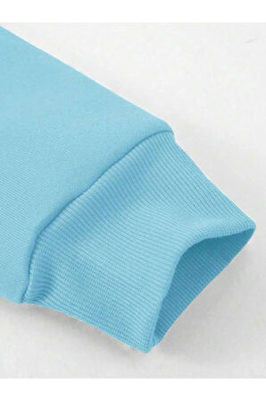 Erkek Bebe Mavi Paris Baskılı Bisiklet Yaka Sweatshirt