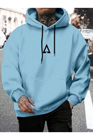 Erkek Bebe Mavi Üçgen Baskılı Sweatshirt