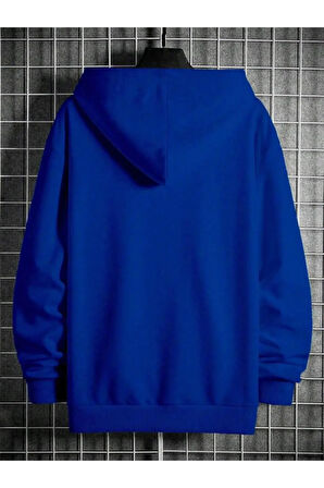 Erkek Koyu Mavi Üçgen Baskılı Sweatshirt