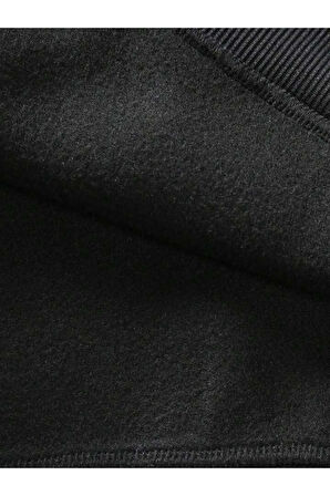 Unisex Siyah Pusula Baskılı Bisiklet Yaka Sweatshirt