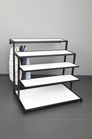 Önü Raflı Arkası Askılık Siyah Stand