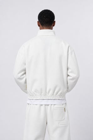 Erkek Crop Fit Panda Oversize Zip Ekru