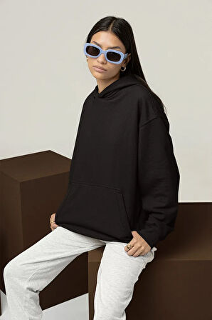 Oversize Unisex Baskısız Basic Hoodie