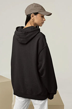 Oversize Unisex Baskısız Basic Hoodie