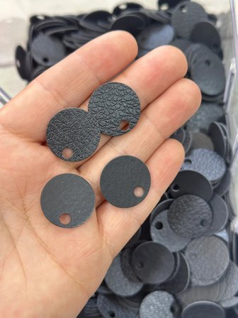 20 mm (2 cm) Çift Taraflı Suni Deri Pul, Çanta Hobi Pulu 25 gr (ort. 65 Adet) 1 Siyah 