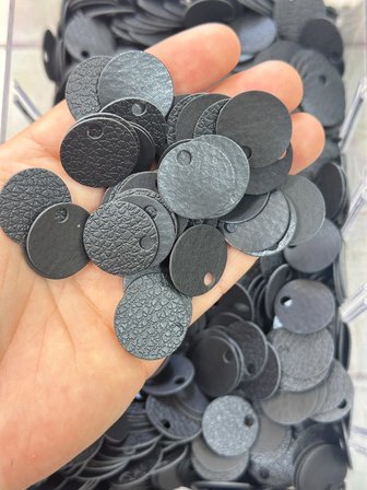 20 mm (2 cm) Çift Taraflı Suni Deri Pul, Çanta Hobi Pulu 25 gr (ort. 65 Adet) 1 Siyah 