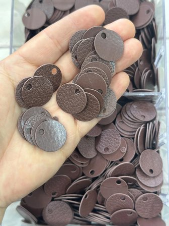 20 mm (2 cm) Çift Taraflı Suni Deri Pul, Çanta Hobi Pulu 25 gr (ort. 65 Adet) 2 Kahverengi