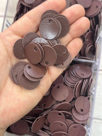 20 mm (2 cm) Çift Taraflı Suni Deri Pul, Çanta Hobi Pulu 25 gr (ort. 65 Adet) 2 Kahverengi