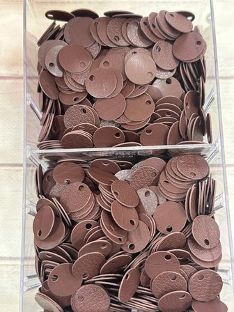 20 mm (2 cm) Çift Taraflı Suni Deri Pul, Çanta Hobi Pulu 25 gr (ort. 65 Adet) 2 Kahverengi