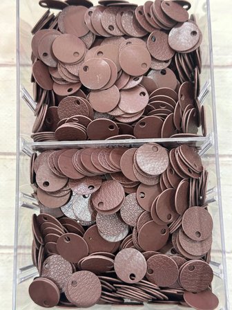 20 mm (2 cm) Çift Taraflı Suni Deri Pul, Çanta Hobi Pulu 25 gr (ort. 65 Adet) 2 Kahverengi