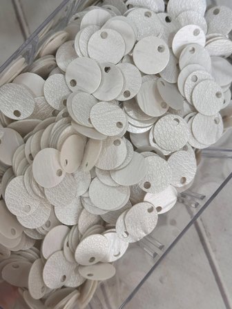 20 mm (2 cm) Çift Taraflı Suni Deri Pul, Çanta Hobi Pulu 25 gr (ort. 65 Adet) 3 Beyaz 