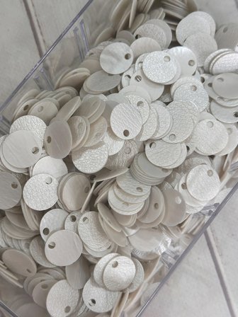 20 mm (2 cm) Çift Taraflı Suni Deri Pul, Çanta Hobi Pulu 25 gr (ort. 65 Adet) 3 Beyaz 