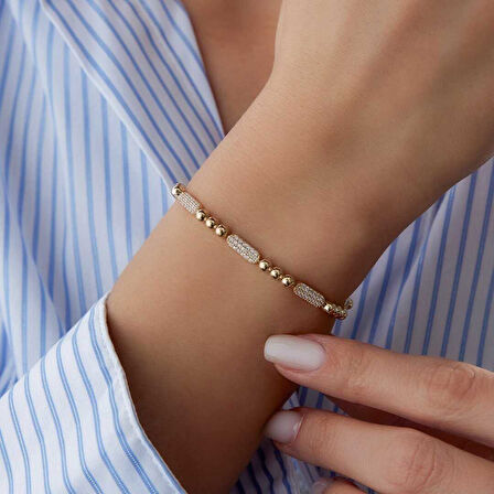 Taşlı Çubuk Top Sıralı Bileklik