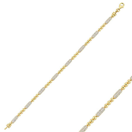 Taşlı Çubuk Top Sıralı Bileklik