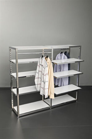 6 Raflı 2 Askılı Krom Stand