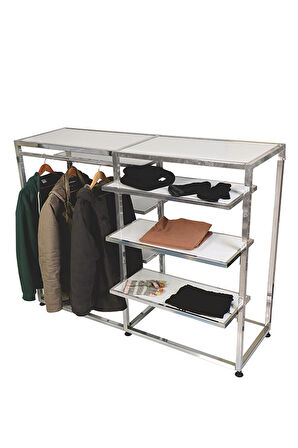 6 Raflı 2 Askılı Krom Stand