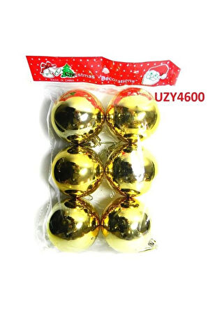 Yılbaşı Ağaç Süsü Top 6 Cm 6 Lı Gold