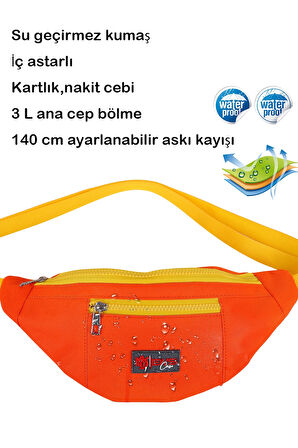 DysCase Bel ve Omuz Askılı Çanta Çapraz Çanta Unisex Su Geçirmez 3 L Turuncu