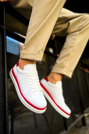 MN979 - Santoni GBT Spor Erkek Ayakkabı BEYAZ/KIRMIZI
