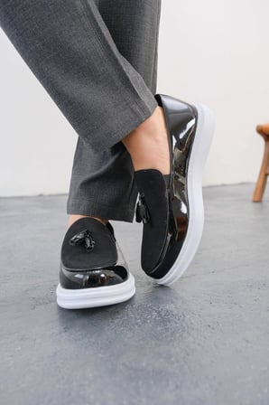 MN002 - RBT Loafer Verniciata Erkek Ayakkabı SIYAH