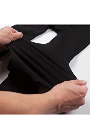 Kadın Siyah Termal Peluş Tayt 2012