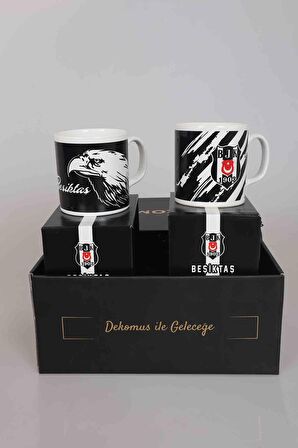 DEKOMUS GIFT BOX ÖZEL KUTULU LİSANSLI 2'Lİ BEŞİKTAŞ KUPA