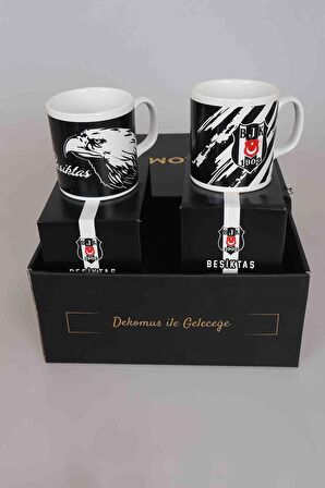 DEKOMUS GIFT BOX ÖZEL KUTULU LİSANSLI 2'Lİ BEŞİKTAŞ KUPA