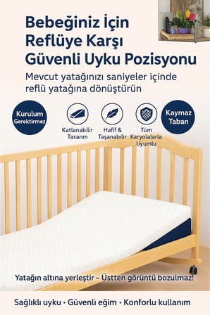 SABY 15° Açılı Modüler Bebek Reflü Yatağı – Aloevera Kumaş – 4’ü 1 Arada – Yıkanabilir Kılıf