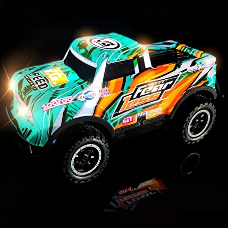 Gepettoys Full Fonksiyon LED Işıklı Gövde 1:24 Off Road Şarjlı Uzaktan Kumandalı Yarış Arabası Turkuaz