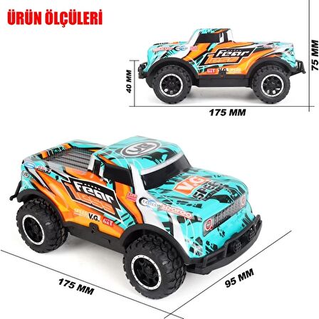 Gepettoys Full Fonksiyon LED Işıklı Gövde 1:24 Off Road Şarjlı Uzaktan Kumandalı Yarış Arabası Turkuaz