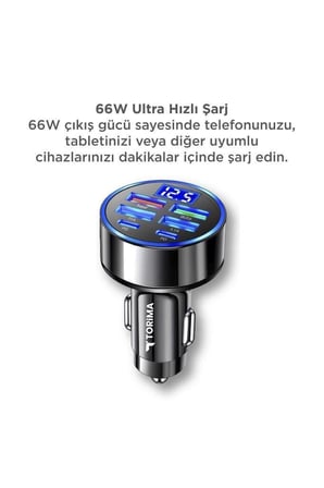 Premium Mobil Enerji Yolculuk Eşyası Güç Ünitesi Hızlı Araç Şarj Cihazı Usb Type-C 66W G19