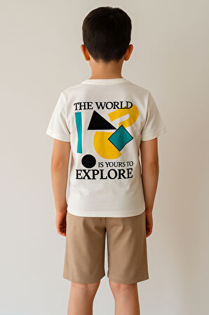 Soliday Sırt Baskı Detaylı Tshirt ve Şortlu Alt Üst Erkek Çocuk Takım