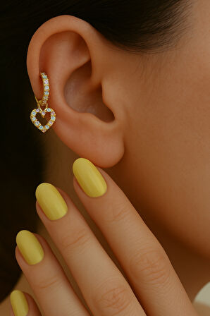 8 mm Kalpli Charm Halka Piercing – Gümüş & Gold | Helix, Kıkırdak, Lob Uyumlu