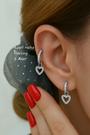 8 mm Kalpli Charm Halka Piercing – Gümüş & Gold | Helix, Kıkırdak, Lob Uyumlu