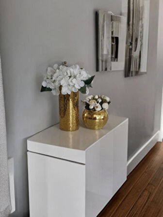 IŞILTI HOME DESIGN AYNALI CAM VAZO GOLD 2 Lİ SET 