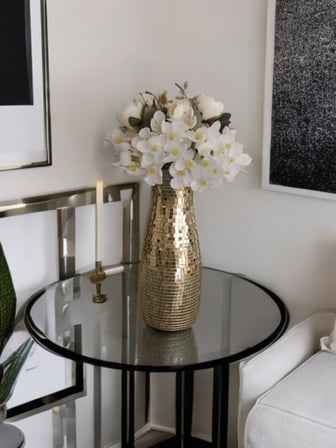 IŞILTI HOME DESIGN AYNALI CAM VAZO AÇIK GOLD 