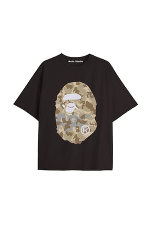 UNİSEX Bay Bape Desenli Siyah Yazlık T-shirt